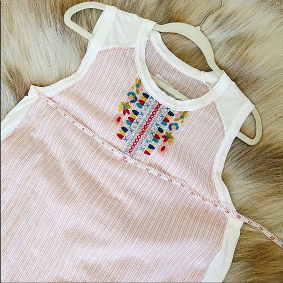 Johnny Was Pete & Greta Barbour Red Stripe Sleeveless Embroidered Shift Medium - Picture 4 of 10